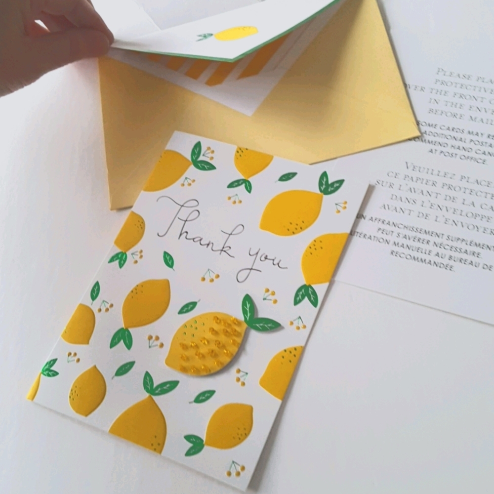 2 pcs C R Gibson Luxury Card Citrus Thank You Card (1 Card with Envelope)